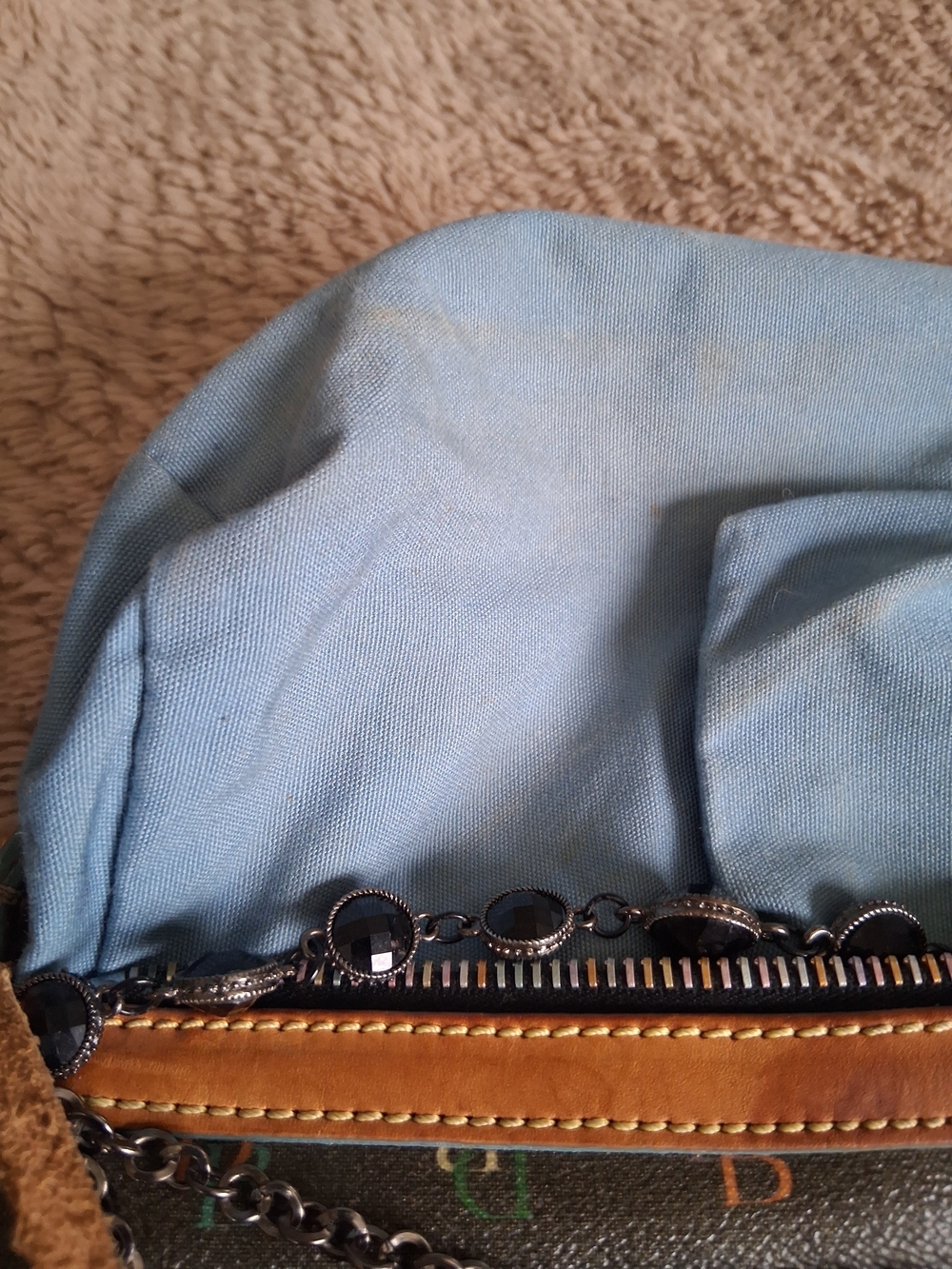 Dooney & Bourke Brown Logo Shoulder Bag with Tan Trim and Chain Detail - Picture 11 of 16